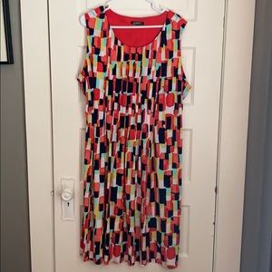 Multicolor pink/navy/teal sleeveless dress 20W